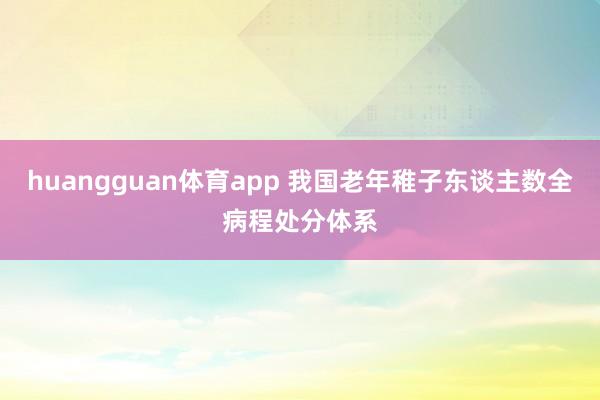 huangguan体育app 我国老年稚子东谈主数全病程处分体系