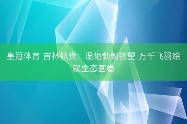 皇冠体育 吉林镇赉：湿地勃勃欲望 万千飞羽绘就生态画卷